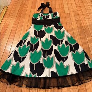 VTG Speechless Green Black Tulip Midi Easter Spring  Dress Tulle babydoll